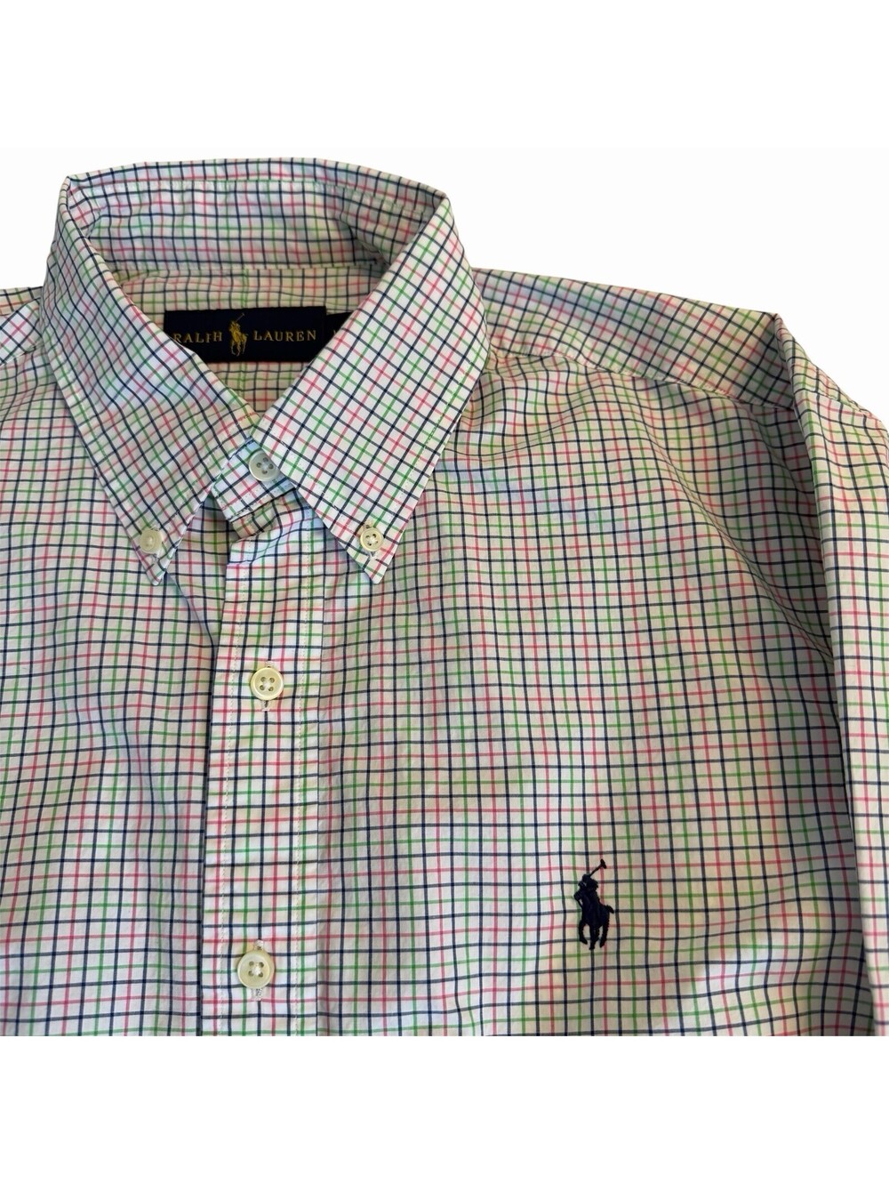 Polo Ralph Lauren Shirt Large Tattersall Check Plaid Button Down Multi-Color
